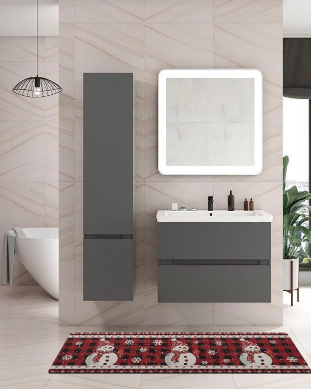 Miniatura 2 de Tapete de baño de muñeco de nieve de Navidad para bañera, antideslizante, de secado rápido y absorbente, tierra de diatomeas, fregadero, dormitorio,