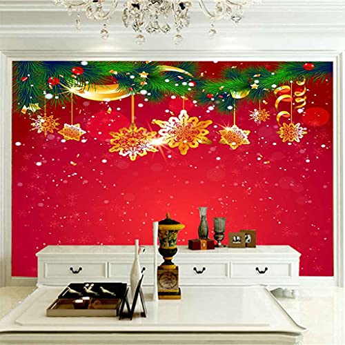 Papier peint Noël rouge 3D pour relooker un mur sans colle