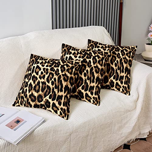 Feelyou Leopard Throw Pillow Covers 24"X24" Set Of 2 Soft Cheetah Print Pillow Cases Cushion Covers For Living Room Bedroom Wild Animal Safari Decorative Throw Pillowcases For Sofa Couch Chair #TOP3