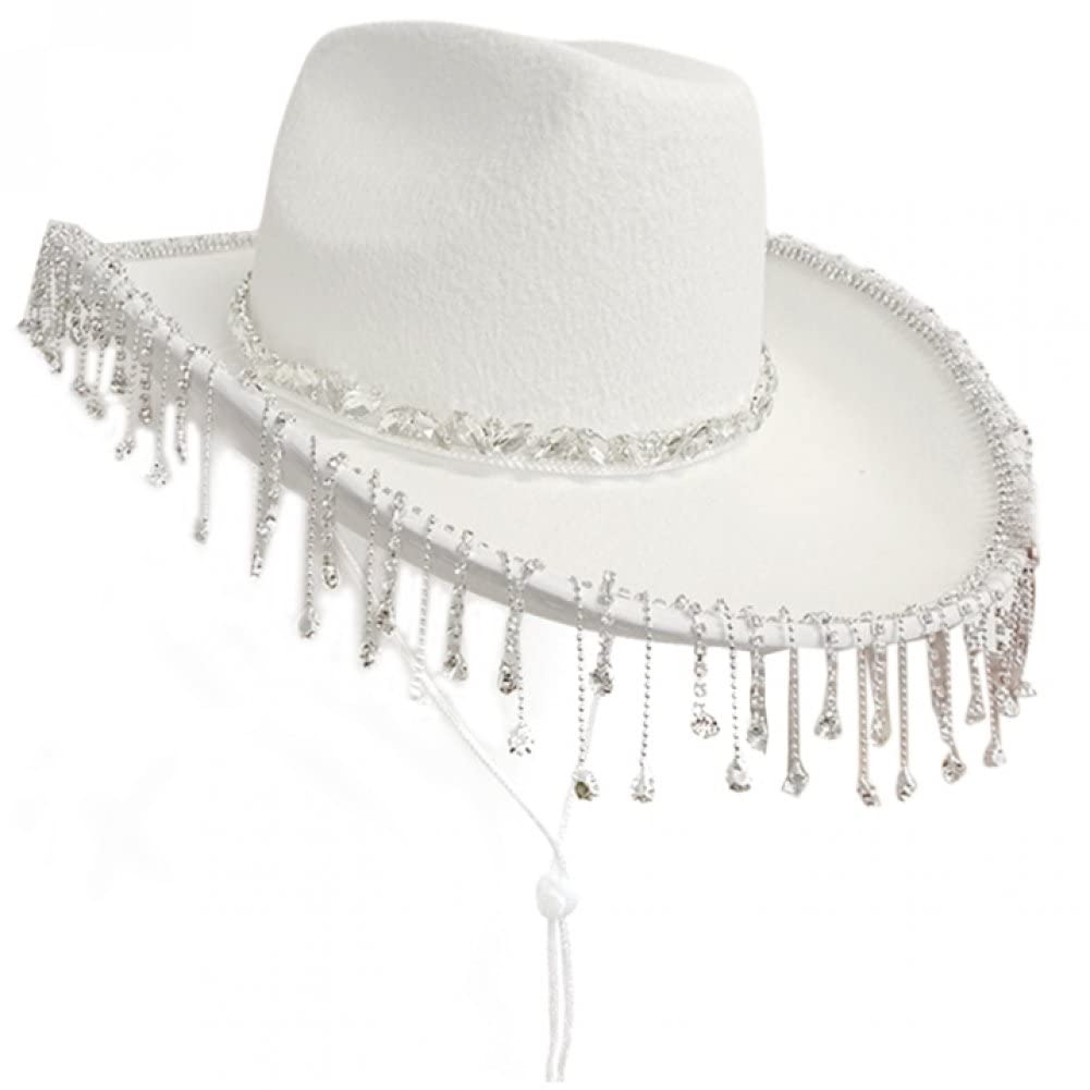 Chapeau de cowboy strass aux finitions soignées pour un style cow-girl raffiné