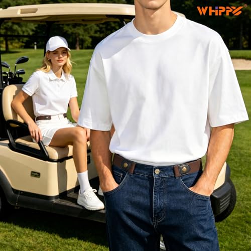 Image of WHIPPY No Buckle Stretch No Show Belt for Men 1.38 inches Wide, Buckless Invisible Elastic Belt for Jeans Pants