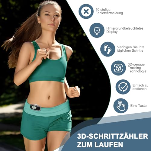Ankilo 3D Schrittzähler, USB Aufladbar Walking Schrittzähler zum Gehen, Großem Display, Einfacher Schrittzähler Ohne App, Genauer Pedometer Verfolgen Sie Schritte