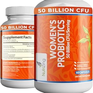 NutriZing Womens Probiotic for Gut Health – 50 Billion CFU – Prebiotics and Probiotics for Women Digestive Health & pH Balance – Lactobacillus Reuteri & Rhamnosus Supplements – Vaginal Support