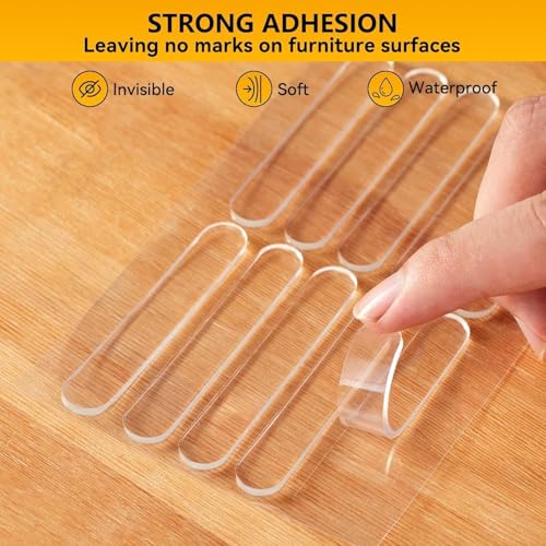 Image of Clear Door Bumper Strip - Self Adhesive Transparent Wall Protector for Door Handle, Rubber Cushion Pad for Home, Kitchen, Furniture, Cabinets, Anti-Collision Safety Sticker (Pack of 10)
