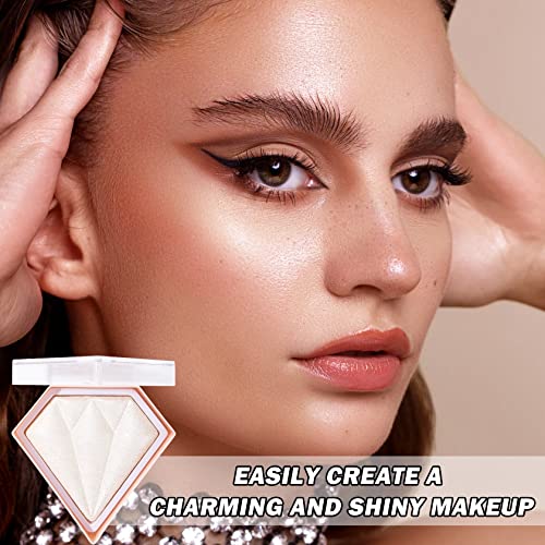 XINGXYUEL Face White Highlighter Makeup Palette Shimmer Contour Powder Waterproof Long-Lasting, Brightens Face Complexion Contour Illuminator Highlighters Blush Powder Makeup Palette - 01 Pearl White
