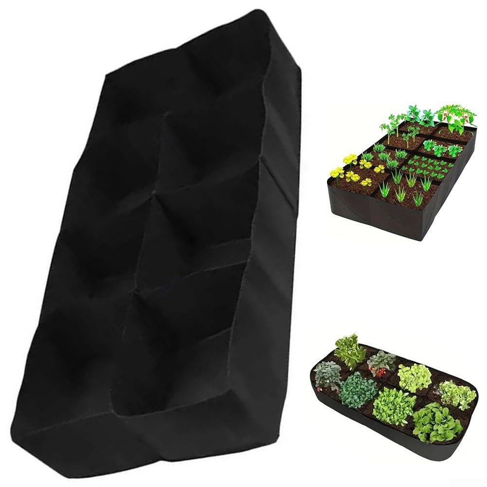 Letto da giardino rialzato in tessuto per esterni, con 8 griglie, ideale per piantare patate, verdure e fiori con ventilazione efficiente (2 pezzi, 120 x 60 x 30)