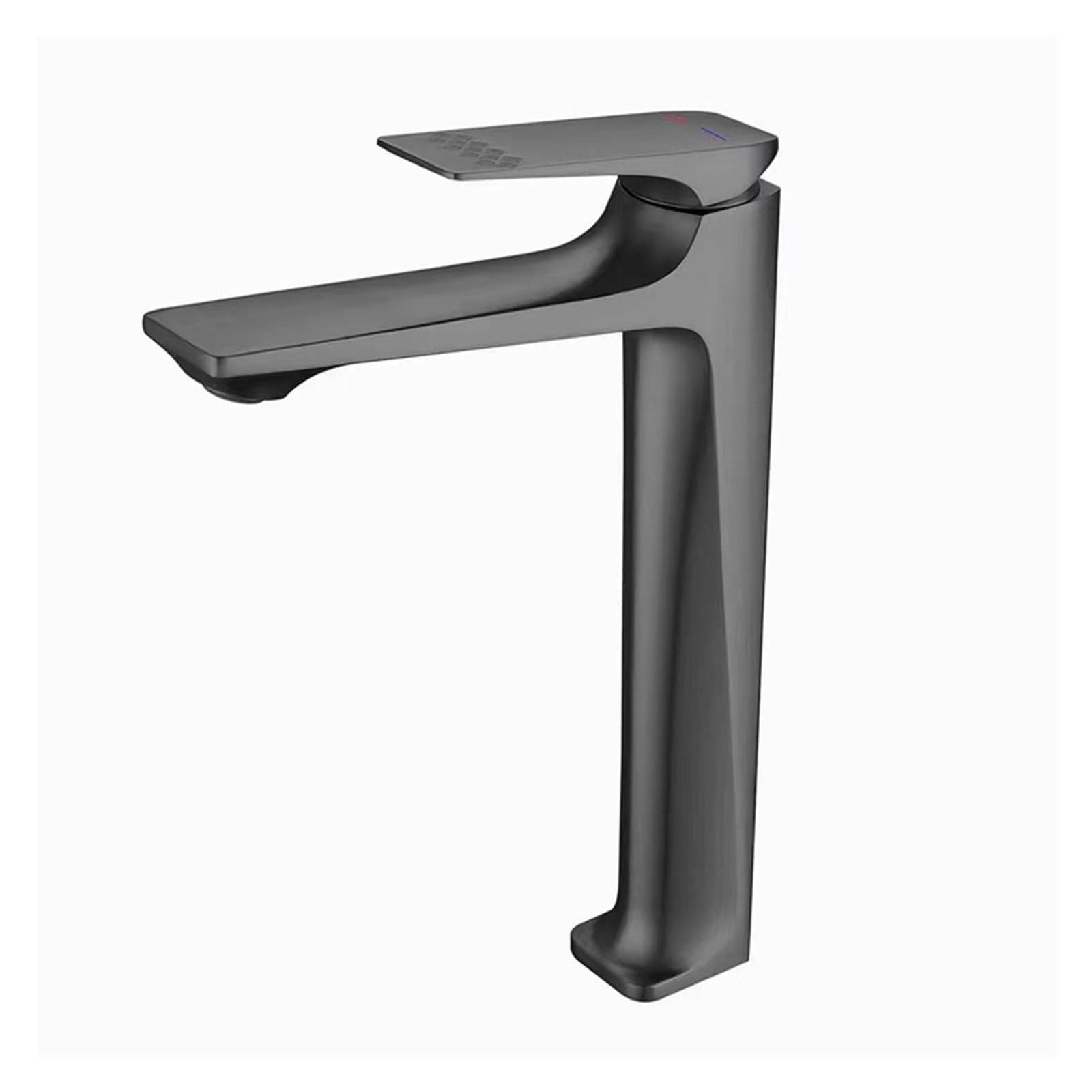 Robinet de lavabo pistolet gris au design moderne et épuré pour meuble de salle de bains