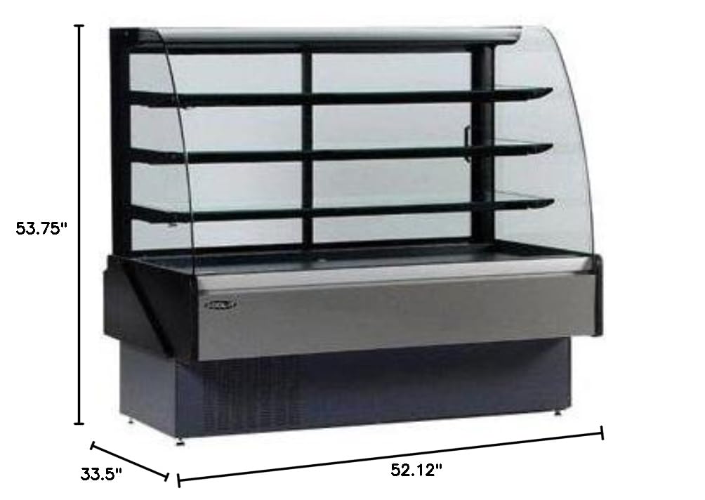 KBD-CG-50-S 52-1/8' Curved Glass Service Refrigerated Bakery Display Case, Multiplexible