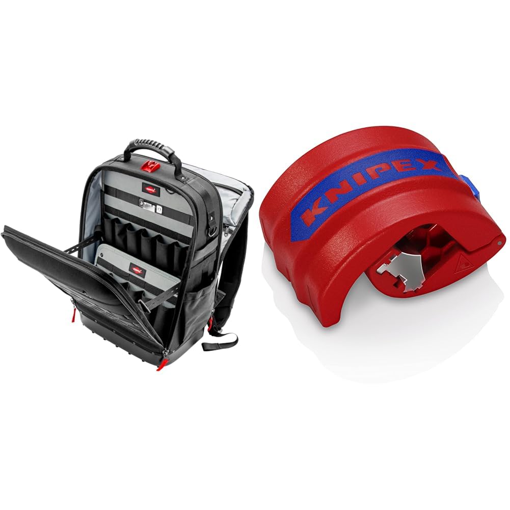KNIPEX 00 21 50 LE Werkzeugrucksack Modular X18 leer & BiX Schneider für Kunststoffrohre und Dichthülsen 20 – 50 mm 90 22 10 BK