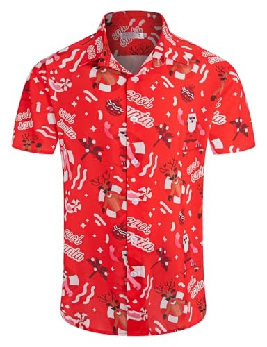 Image of Yoimira Hawaiian Shirts for Men, Print Mens Casual Short Sleeve Button Down Shirts Floral Aloha Beach Shirt