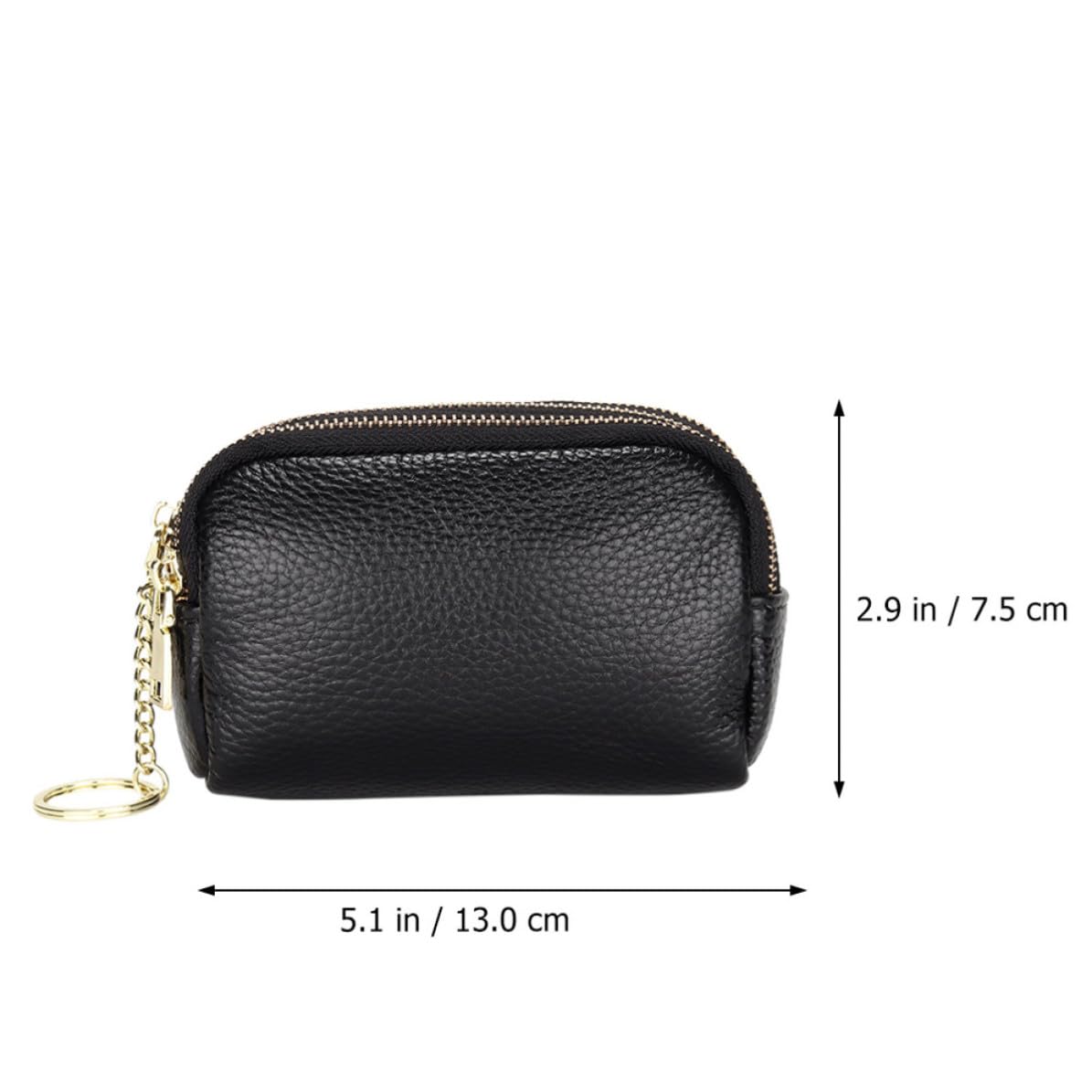 ABOOFAN Porte-Monnaie Noir en Cuir de Vachette à Fermeture Éclair