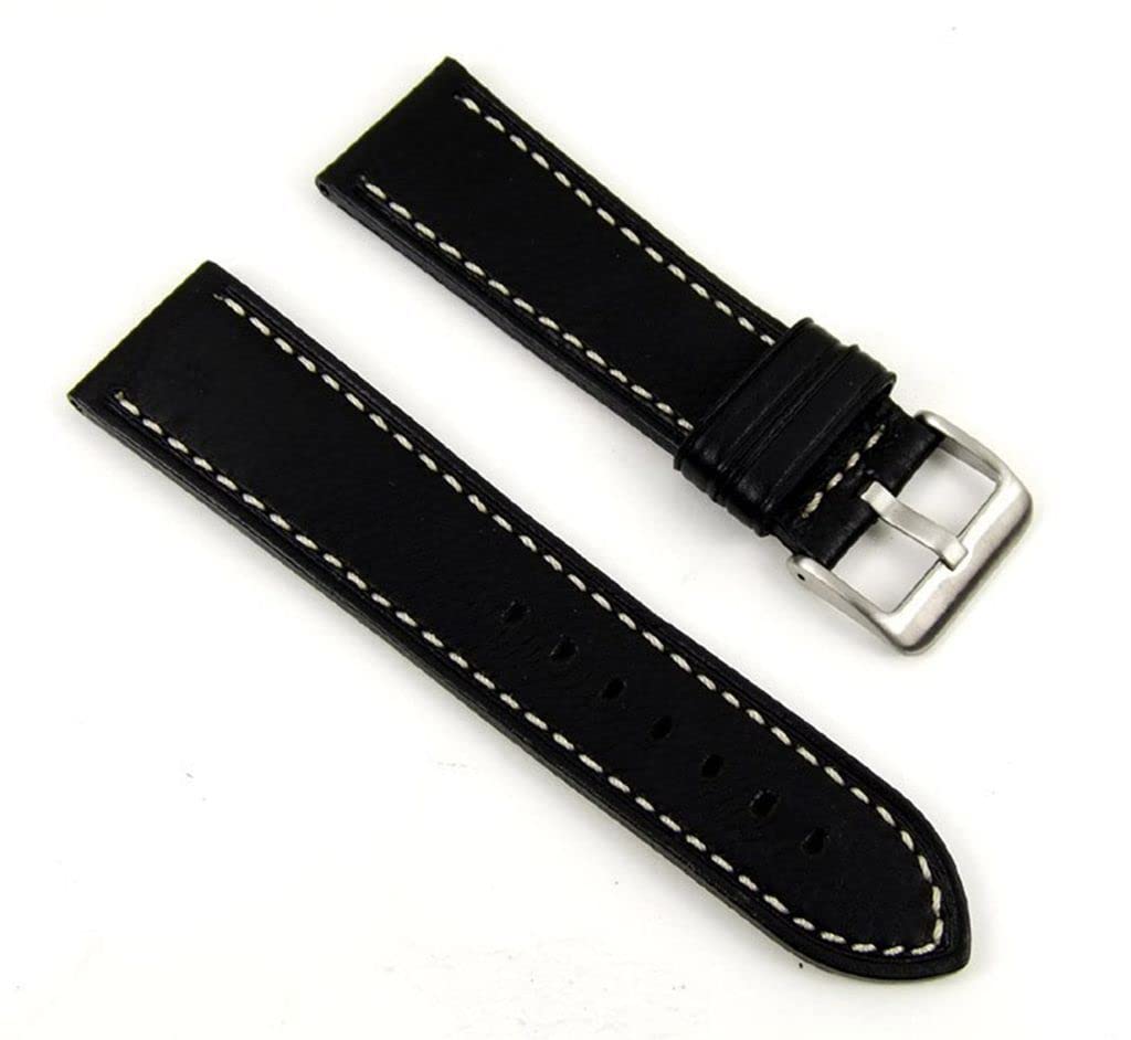 Correa de reloj Eulit de cuero negro 24mm de repuesto para Zeppelin 23852S 3