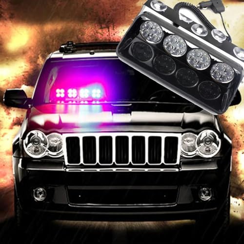 Image of AutoBizarre 12V Car Dash Emergency Warning Strobe Red Blue Flasher Windshield Sucker LED light With Multiple Flashing Modes For All Cars, Emergency Vehicles, etc. (16 LED Red Blue)