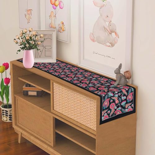 Image of Homerz Premium Velvet Runner for 6 Seater Dining Table, 13x72 inch Size, Antiskid Backing (Peacock)
