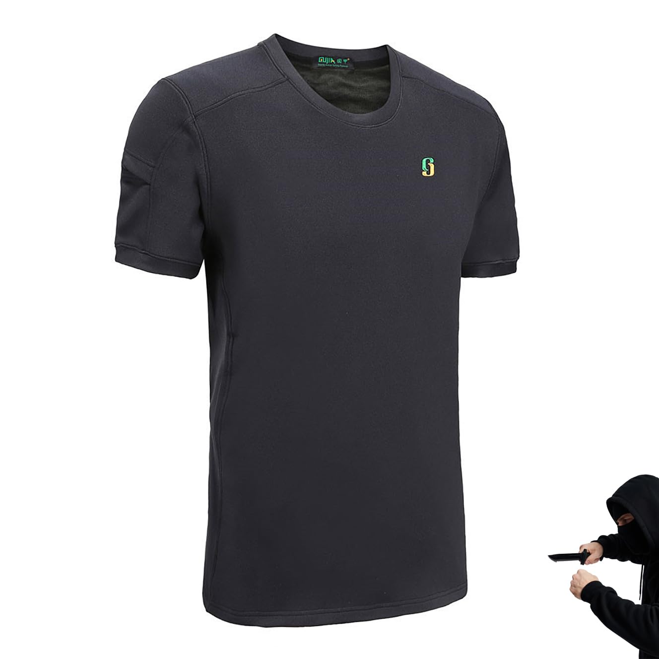 camiseta antibalas hombre,chaleco anticortes vigilante de seguridad, chaleco policia disfraz, camiseta seguridad hombre,ropa anticortes para Caza Senderismo Airsoft Paintball CS (S)