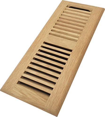 Homewell Red Oak Wood Floor Register, Drop in Vent with Damper, 4x12 Inch, Unfinished