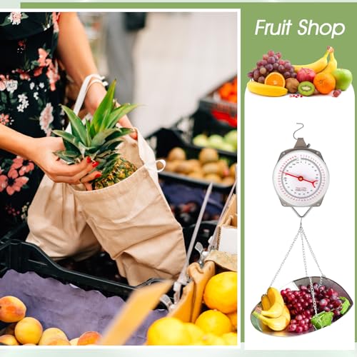Tellegloww QMF-TELLEGLOWW-17 2 Sets 110 Lbs Large Display Hanging Scale With Scale Scoop Kitchen Dial Weight Scale Silver Industrial Spring Scales thumb #4