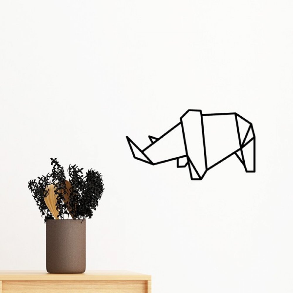 Sticker mural rhinocéros origami pour relooker un mur sans peindre