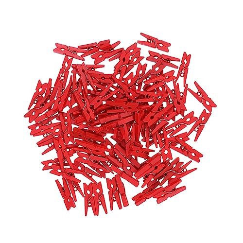 OFFSCH - OFFSCH Pinces à Linge en Bois Mini 2,5 Cm x 0,3 Mm Rouge Vif Pinces Utilitaires Robustes Polyvalentes pour Projets Créatifs Et Décoration Lot de 100