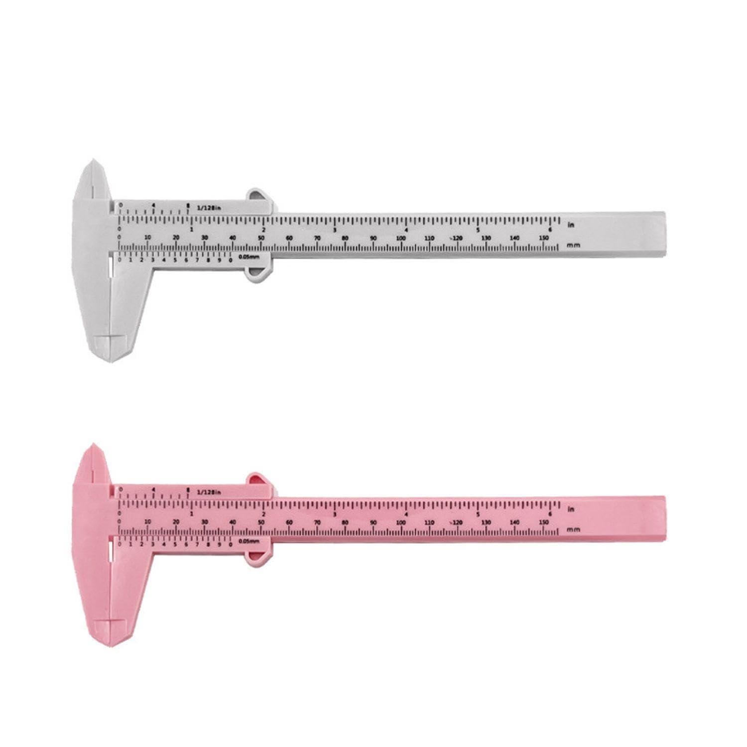 2 Uds Calibrador Vernier De Doble Escala Calibrador Vernier De Plástico Herramientas De Medición Regla para Estudiantes Mini Regla De Medición (Blanco, Rosa)