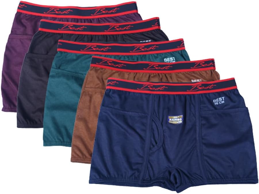 boomenBest Red Printed Men's Cotton Trend Comfort Outer Elastic Trunk (Underwear/Trunk/Brief) (Pack of 5) (Size 85cm)