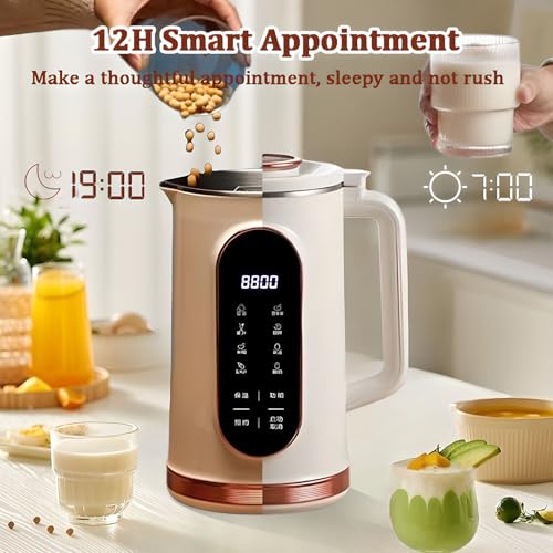 Maszynka do mleka orzechowego, pojemność 1,5 l, ostrza 10 liści, timer 12 godzin, funkcja utrzymywania ciepła, wkładka ze stali nierdzewnej, automatyczny ekspres do mleka roślinnego z inteligentnym