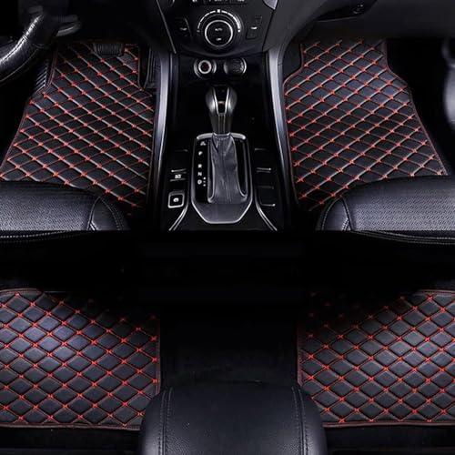 WITTSY 4pcs Alfombrillas de Coche para Infiniti QX50 Ⅱ 2017 2018 2019 2020, Alfombrillas de Cuero Impermeables Resistentes al Desgaste Coche Interiores Accesorios,E Black Red