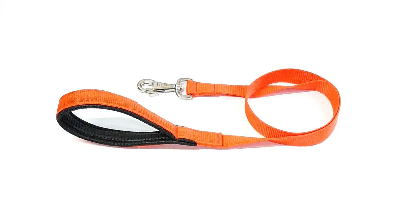 Short Dog Lead With Padded Handle Walking Training Leash Close Control In Strong 25mm Webbing (Orange, 45" (1.1 Metres))