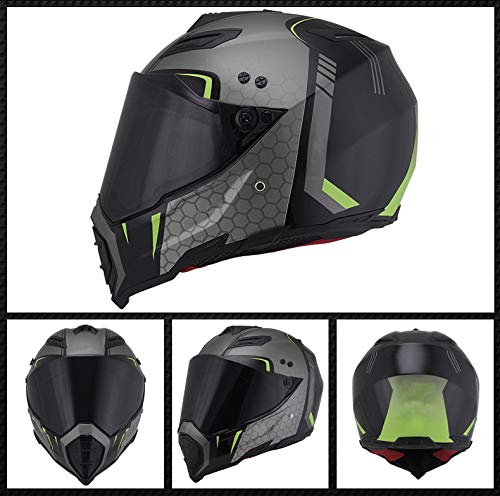 Woljay Dual Sport Off Road Motorcycle Helmet Dirt Bike Atv D.o.t Certified (M, Black+Silver) #TOP2