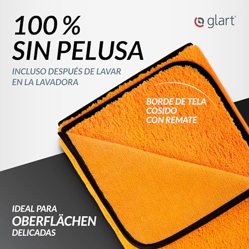 Miniatura 4 de Glart 44wg Toalla Secante Coche Xxl 90 60 Cm Paño Microfibra Naranja Limpieza Y Alta Absorción Para Coche, Moto, Barco Y Hogar Suave, Protege La Pintura, Sin Pelusa, Apto Para Múltiples Usos
