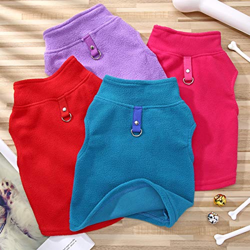 Dog Fleece Vest 4 Pieces Dog Cold Weather Pullover Dog Cozy Jacket Winter Dog Clothes Pet Sweater Vest With Leash Ring For Small Dogs #TOP4