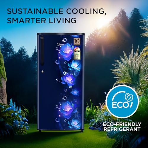 Image of Midea 190 L 3 Star Direct Cool Refrigerator (MRD190D3HPCB, Blue, Flower, 2025 Model)