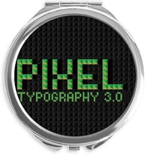 Pihel Typography 3.0 Pixel Hand Compact Mirror Round Portable Pocket Glass