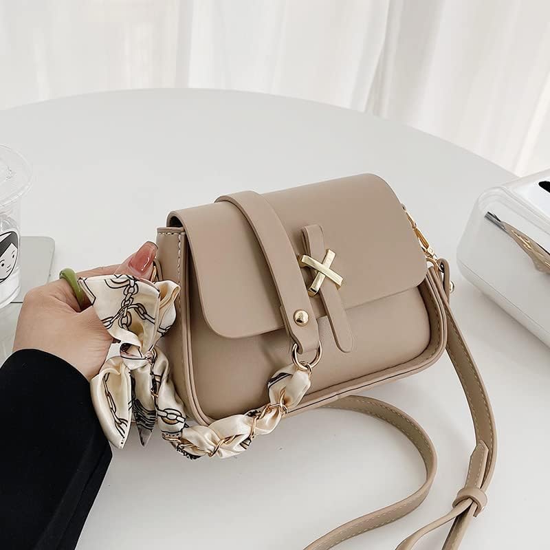 DIY Bag Satchel Purse Wallet Sew Making Kit PU Leather Material Pattern Accessory Handmade Handbag Shoulder Bag Sewing Knitting Stitching Craft Tool Set Birthday Holiday Day Gift Tutorial w Sub Beige