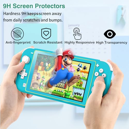 TIKOdirect Carrying Case for Switch lite, Shockproof Portable Travel Bag with Glitter Galaxy case, Screen Protectors and Cute Leaf Thumb Grips Caps, Leaf Green - Image 5