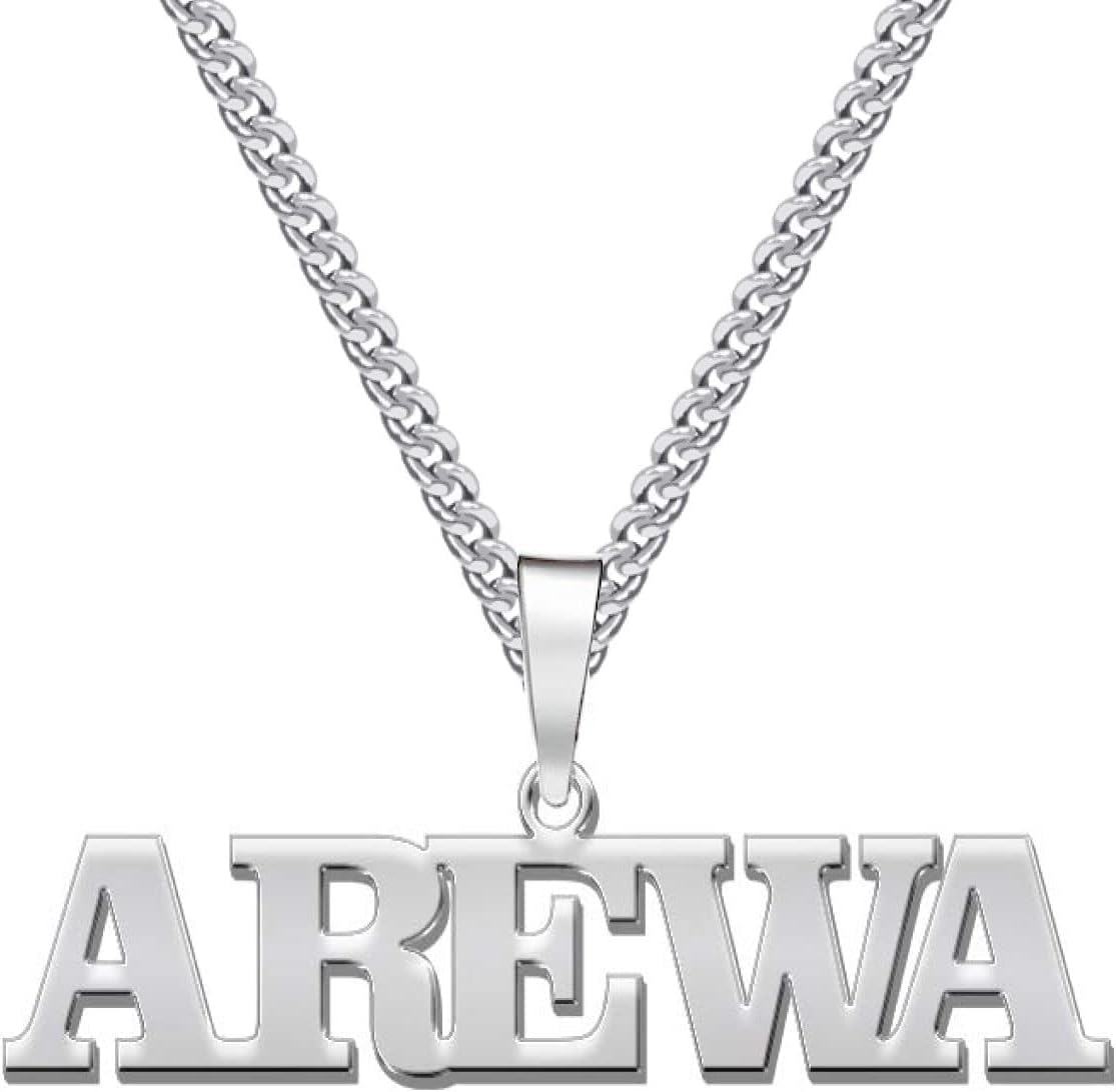 Name Necklace Personalized Custom Mens Name Necklaces with Rope/Figaro/Curb Link Chain Customized Name Plate Boyfriend Jewelry Gift