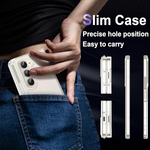 Image of Case for Samsung Galaxy Z Fold 5, Military Grade Drop Protection Phone Case, Yellowing Resistant, Anti-Scratch Hard PC Back, Shockproof Hard Ultra-Thin Protective Cover, Clear