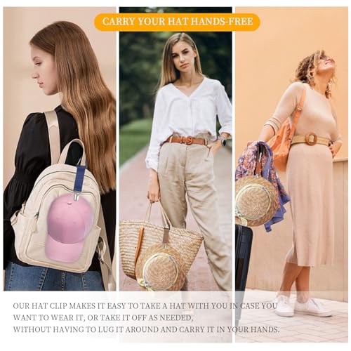 4Pcs Elastic Hat Clip for Travel, Hat Holder Hands Free Bag Accessory for Traveling Bags, Backpacks, Purses, Totes Black4