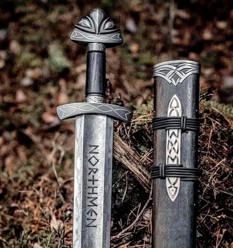 SHINY CRAFTS Hand-Forged Viking Sword Northmen Engraved Blade Unique Gift for Men Collectors and Fantasy Fan (VBS-01)