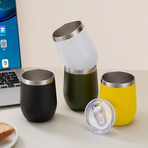 Copo Térmico Com Tampa Pequeno Tipo Cuia 360 ml Tampa Hermética Anti Vazamento Aço Inox Cores LOJA O
