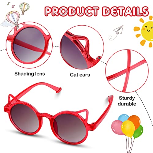 Konohan 6 Pairs Toddler Cat Shaped Sunglasses Girl Kitty Glasses Cute Cat Sun Glasses Outdoor Eyewear for Beach Party Summer Activities3