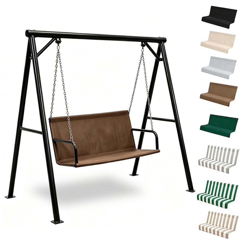 ZYXQQJ Swing Seat Cover Replacement Swing Chair Cushion Cover 600D Oxford Waterproof Seat Replacement Fabric For Detachable Swings 2/3 Seater(Brown,85x48x48cm)