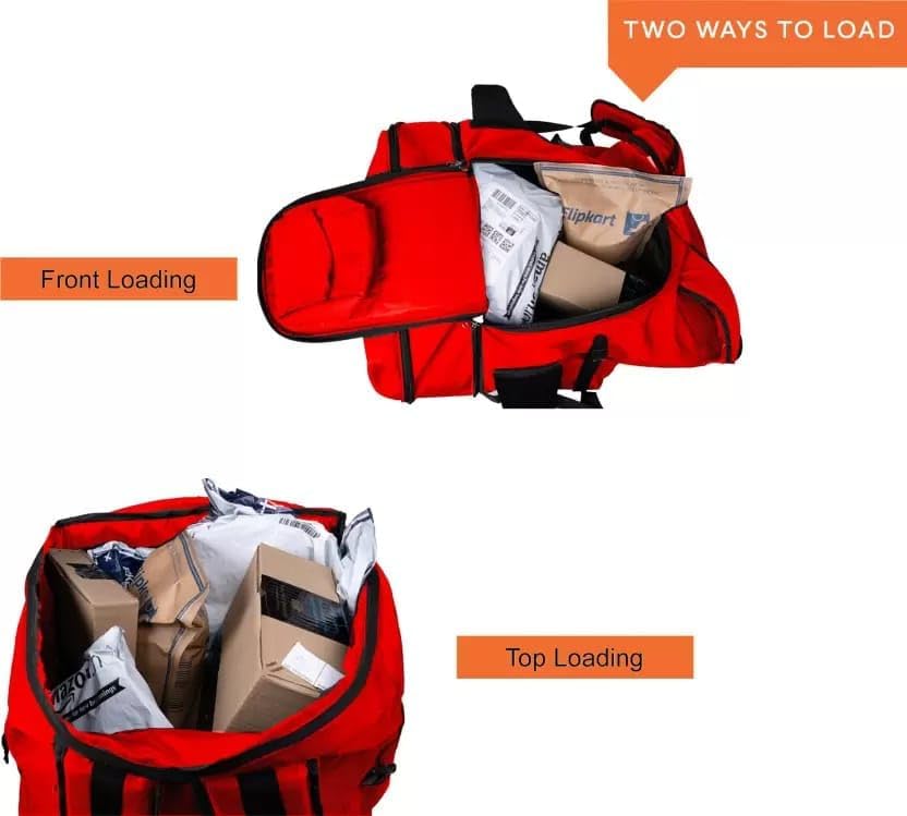 Image of SSBC Heavy Duty Large Delivery Bag | E-Kart & Food Delivery Bag | Professional Logistics Courier Delivery Backpack I 128Litre Capacity Waterproof,26 * 13 * 16Inches (Red)