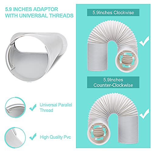 Klolkutta Portable Air Conditioner Window Kit With Coupler, Portable Ac Window Kit Accessories For Exhaust Hose, Adjustable Universal Window Slide Panels Kit Plates For 5.9 Inches Ducting #TOP3