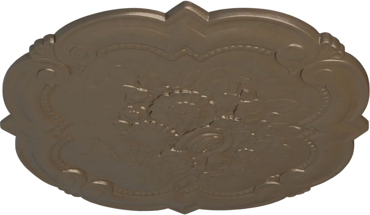 24 3/8"OD x 1"P Victorian Ceiling Medallion, Hand-Painted Warm Silver