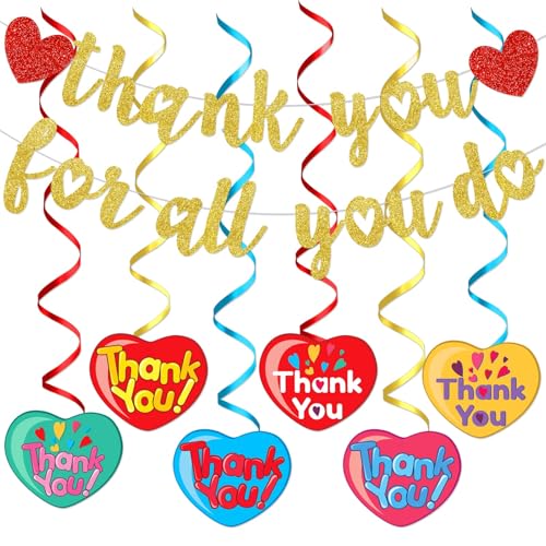 Thank You for All You Do Banner Gold, Thank You We Appreciate You Banner, Employee Teacher Appreciation Decorations, Appreciation Decorations for Doctor Nurse Staff Housekeeping