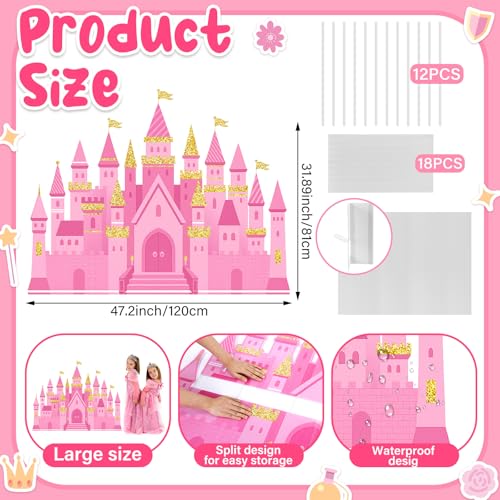 Geelin 47" Princess Castle Cardboard Cutout Stand up Pink Princess Birthday Party Decoration Life Size Photo Booth Props for Girl Themed Birthday Backdrop Background Party Supplies — view 2