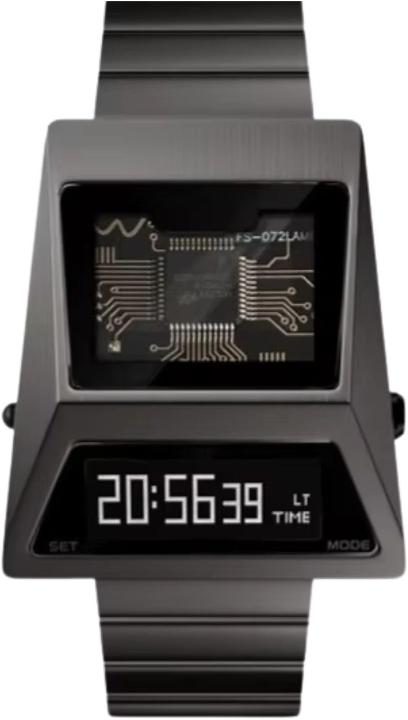 - Unique Metal Watch OLED Display Men Digital Unique Metal Watch Lift to Wakescreen Stainless Steel Strap, Grey, White, Modern