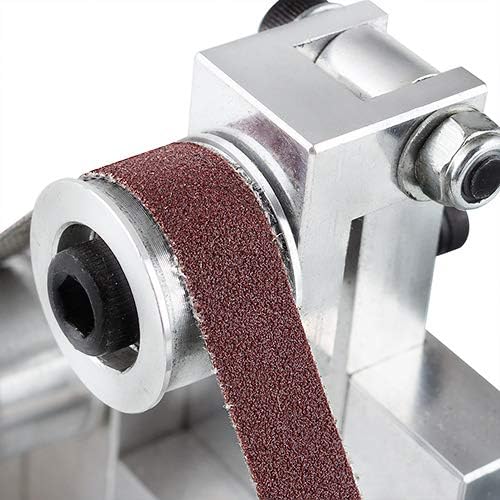 aikeec Mini Belt Sander Electric Grinder Knife Apex Edge Sharpener, Miniature Belt Conveyor DIY Multifunctional Polishing Grinding Machine with 7 Speed Power Supply ＆ 10PCS Abrasive Belts