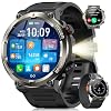 Military Smart Watch for Men(Answer/Make Calls),Outdoor Smartwatch with 100 Days Battery/Flashlight/Compass/Heart Rate/SpO2/Sleep Monitor/2 Straps, Rugged Fitness Watch for iPhone/Android Phones